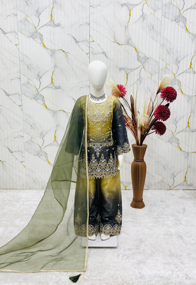 Trending Launching New Đěsigner Party Wear Look Top Palazzo& Dupatta Set