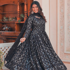 Black Coloured Lakhnavi Worked Premium Suit
