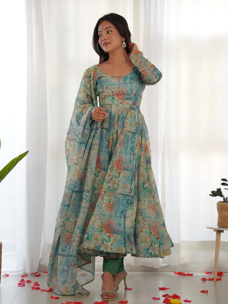 PURE SOFT ORGANZA ANARKALI SUIT SET WITH FULLY STITCHED DKB-266