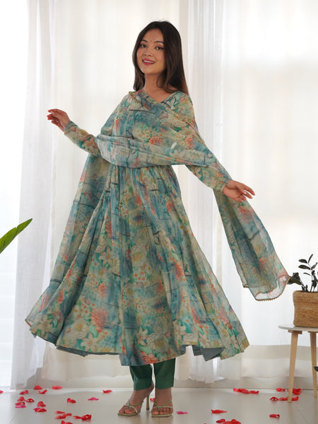 PURE SOFT ORGANZA ANARKALI SUIT SET WITH FULLY STITCHED DKB-266