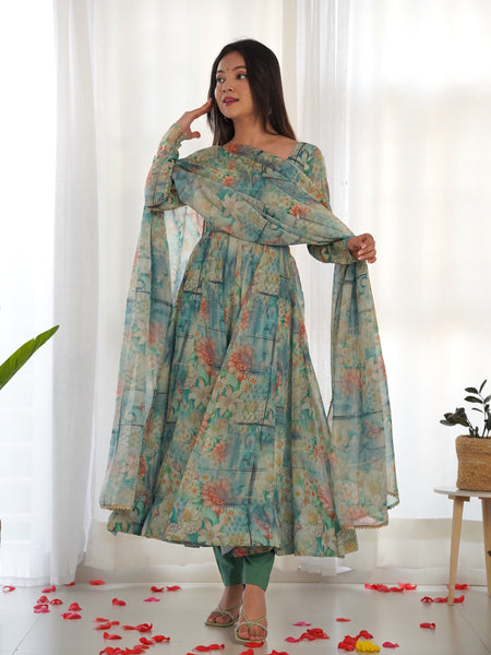 PURE SOFT ORGANZA ANARKALI SUIT SET WITH FULLY STITCHED DKB-266