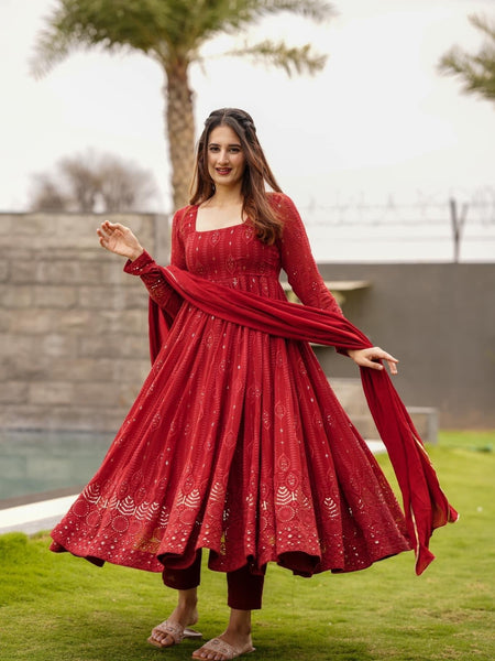 Manyata Premium Quality Mehrooni Red Suit Set
