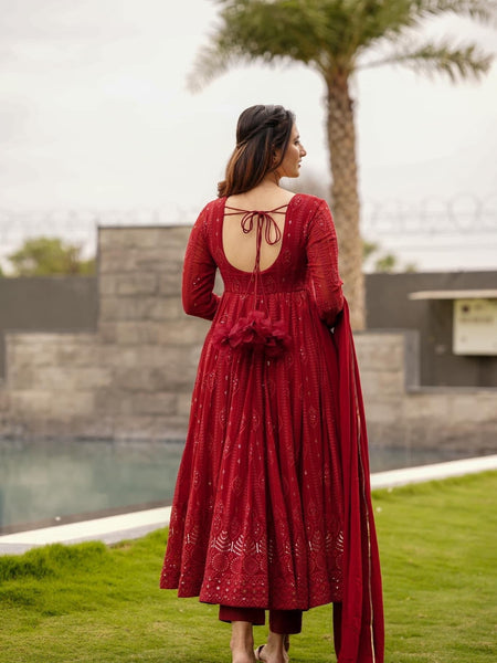 Manyata Premium Quality Mehrooni Red Suit Set