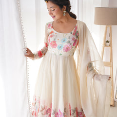 Ivory Soft Orghanza Flower Suit