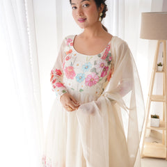 Ivory Soft Orghanza Flower Suit