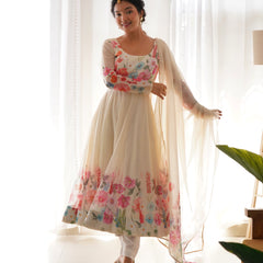 Ivory Soft Orghanza Flower Suit