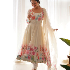 Ivory Soft Orghanza Flower Suit