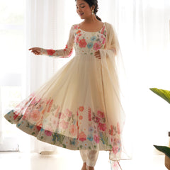 Ivory Soft Orghanza Flower Suit