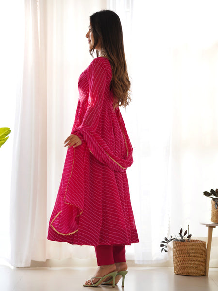 PURE SOFT FOX GEORGETTE LAHERIYA PRINT DKB-264-RANI PINK