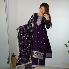 PURPLE COLOR PREMIUM QUALITY SUIT SET DT -273