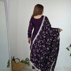 PURPLE COLOR PREMIUM QUALITY SUIT SET DT -273