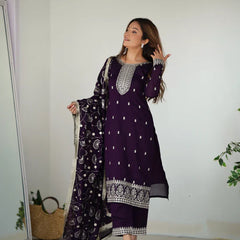 PURPLE COLOR PREMIUM QUALITY SUIT SET DT -273