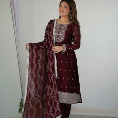 MAROON COLOR PREMIUM QUALITY SUIT SET DT -273