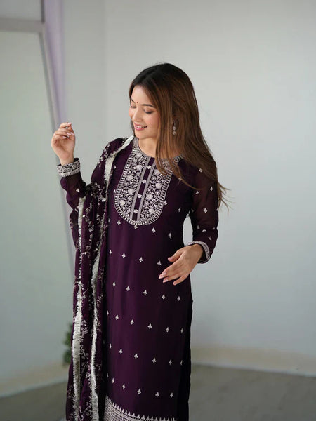 WINE COLOR PREMIUM QUALITY SUIT SET DT -273