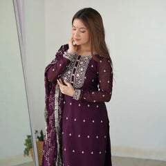 WINE COLOR PREMIUM QUALITY SUIT SET DT -273
