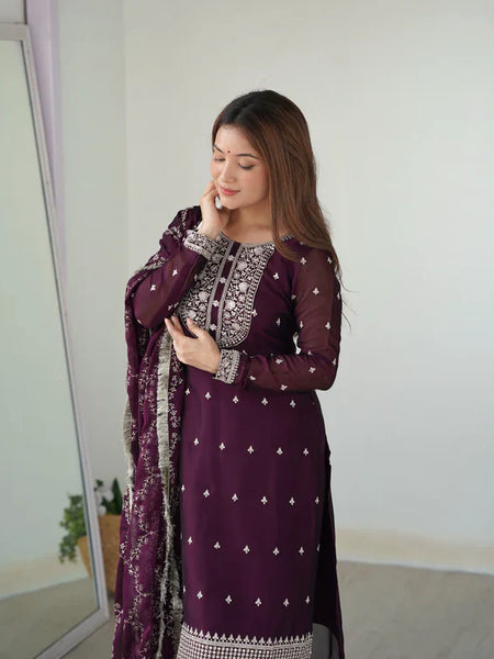 WINE COLOR PREMIUM QUALITY SUIT SET DT -273
