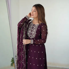 WINE COLOR PREMIUM QUALITY SUIT SET DT -273