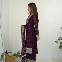 WINE COLOR PREMIUM QUALITY SUIT SET DT -273