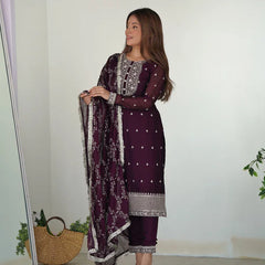 WINE COLOR PREMIUM QUALITY SUIT SET DT -273