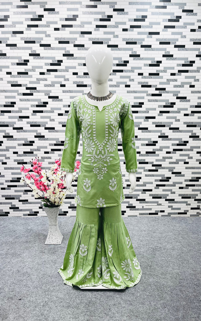 New Designer Heavy Rayon Cottonn Top-Shararaa OC-140 Green