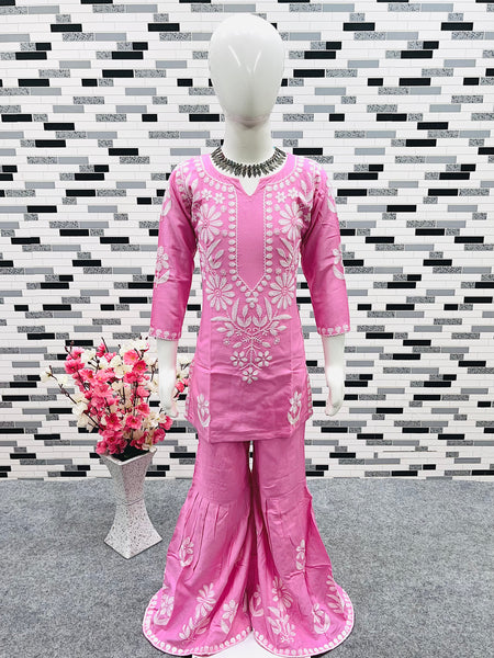 New Designer Heavy Rayon Cotton Top-Shararaa OC-140 pink