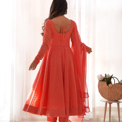 Premium Quality Lukhnowi Peach Suit Set