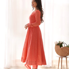 Premium Quality Lukhnowi Peach Suit Set