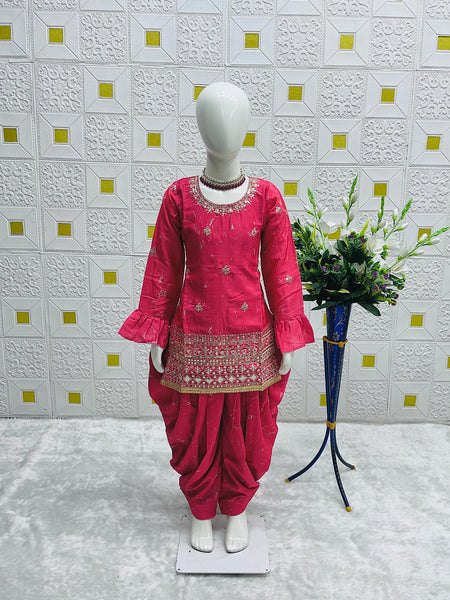 TOP WITH DHOTI SALWARR AND DUPATTAA FULL STTICHED OC-506 Rani