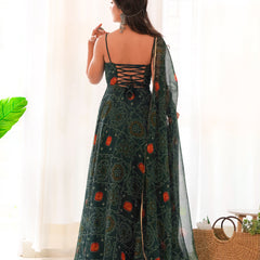 Chiffon Green Coloured Anarkali Suit