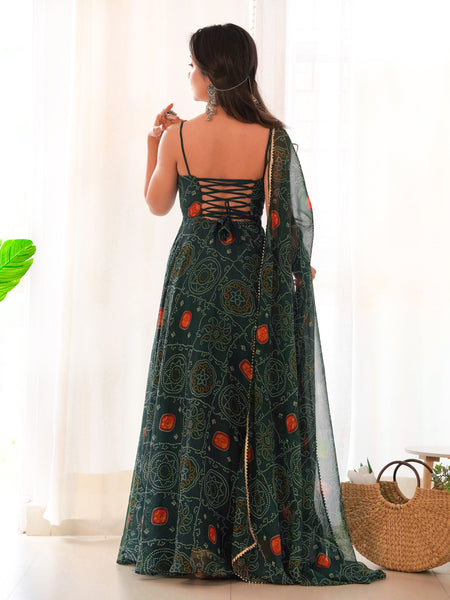 Chiffon Green Coloured Anarkali Suit