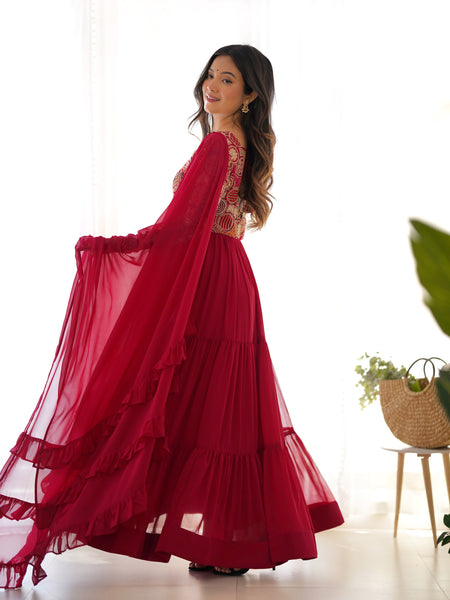 Premium Quality 9 Needle Gown Anarkali Suit Set