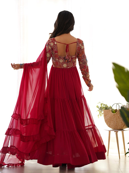 Premium Quality 9 Needle Gown Anarkali Suit Set