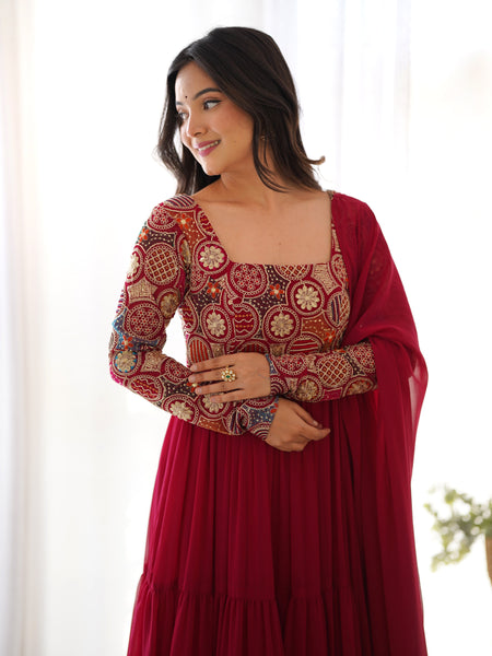 Premium Quality 9 Needle Gown Anarkali Suit Set