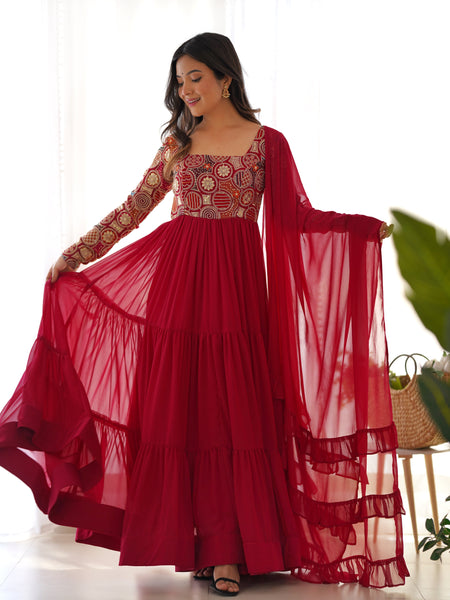 Premium Quality 9 Needle Gown Anarkali Suit Set
