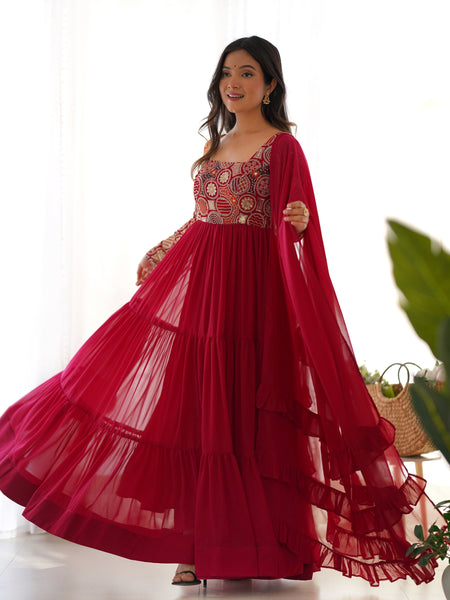 Premium Quality 9 Needle Gown Anarkali Suit Set