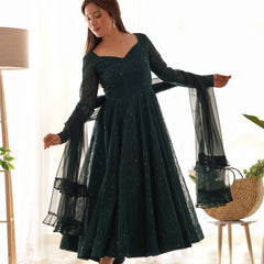 Premium Quality Lukhnowi Green Suit Set