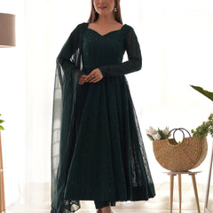 Premium Quality Lukhnowi Green Suit Set