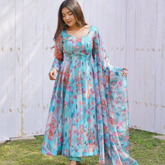 Floral Organza Suit Set