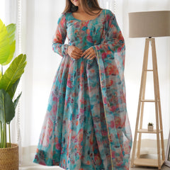 Floral Organza Suit Set