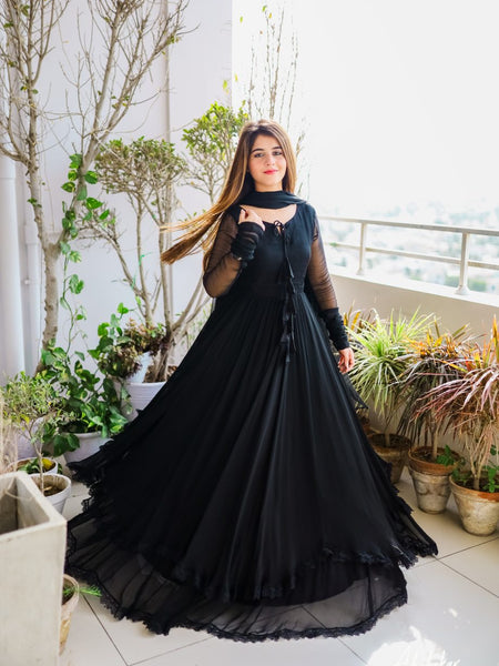 MAXI LONG FLAIR WITH LESS BORDER SET WITH DUPATTA SET. AY-114