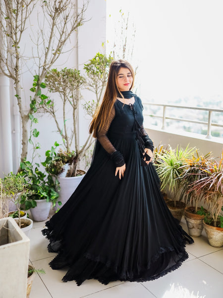 MAXI LONG FLAIR WITH LESS BORDER SET WITH DUPATTA SET. AY-114