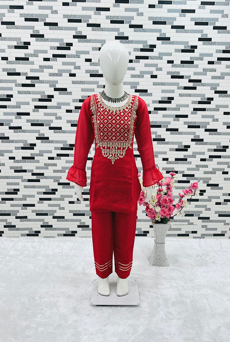New Designer Heavy Fox Georgettee Embroidery Work Top And Bottomm OC-162
