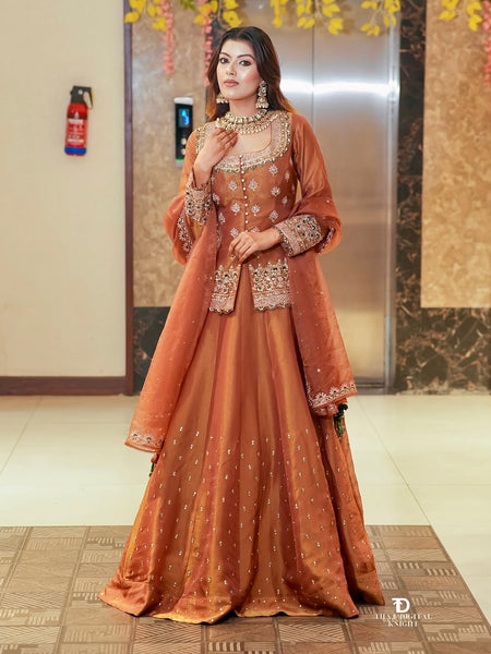 Exclusive Lehenga Crop Top & Dupatta Set With Bids & Sequence Embroidery Work by-QueenVastra