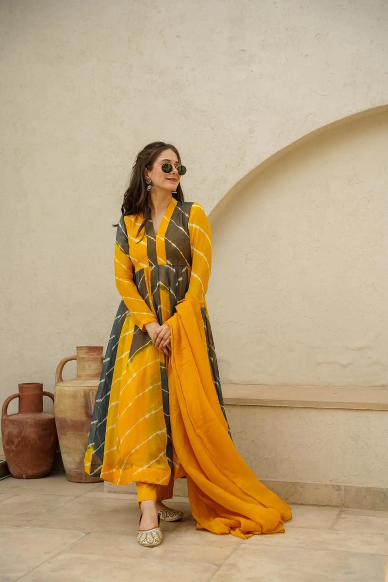 Mustard And Black Suit