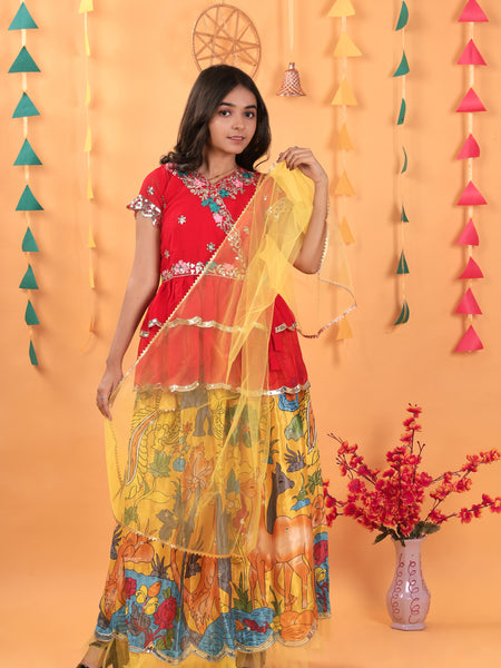NEW DESIGNER KEDIYA STYLE LAHENGAA SET FULLY STTICHED OC-187 Yellow