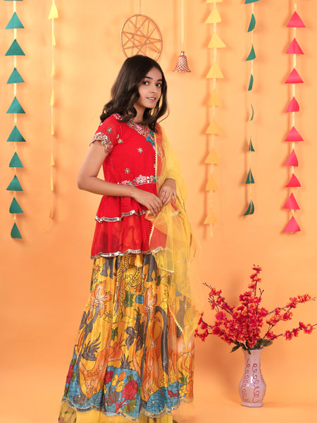 NEW DESIGNER KEDIYA STYLE LAHENGAA SET FULLY STTICHED OC-187 Yellow