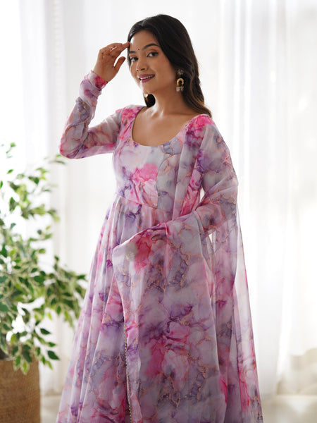 PURE SOFT ORGANZA ANARKALI SUIT SET WITH FULLY STITCHED DKB-263