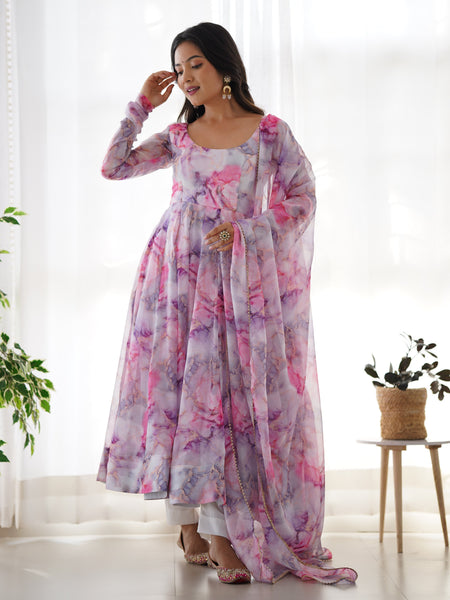 PURE SOFT ORGANZA ANARKALI SUIT SET WITH FULLY STITCHED DKB-263