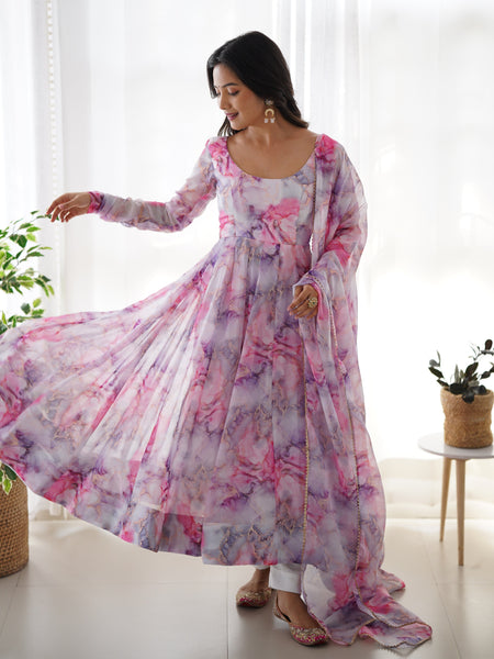 PURE SOFT ORGANZA ANARKALI SUIT SET WITH FULLY STITCHED DKB-263
