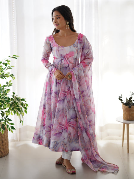 PURE SOFT ORGANZA ANARKALI SUIT SET WITH FULLY STITCHED DKB-263